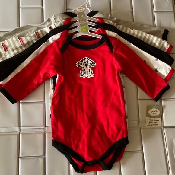 5 Loveable Friends Long sleeve body suits-NEW 6-9 mths - Picture 1 of 8